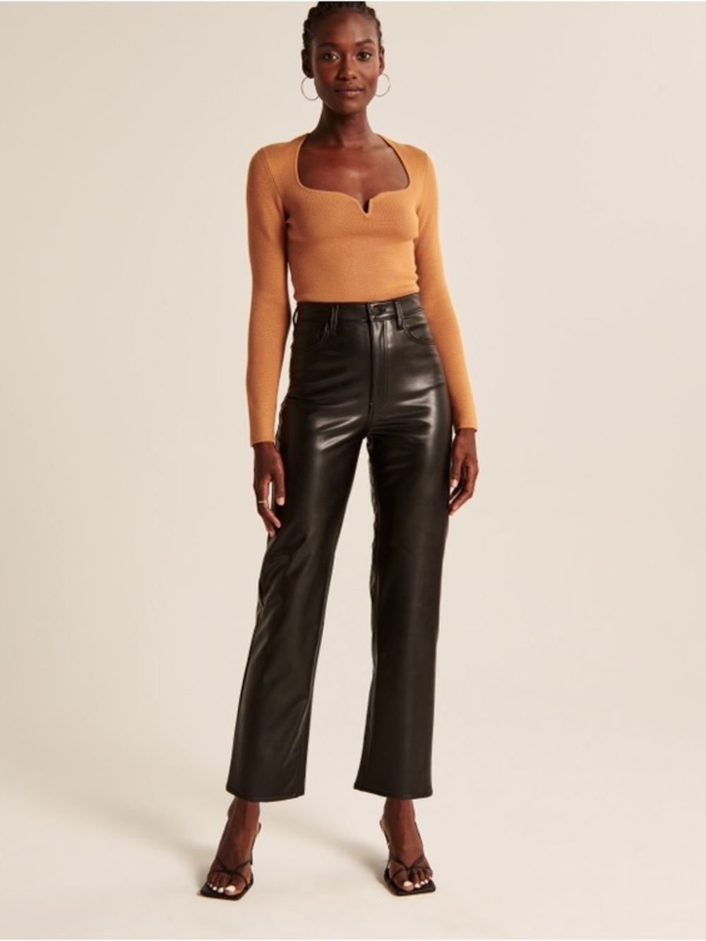 Abercrombie The ’90s Straight Faux Leather Pants 27 Chocolate Brown